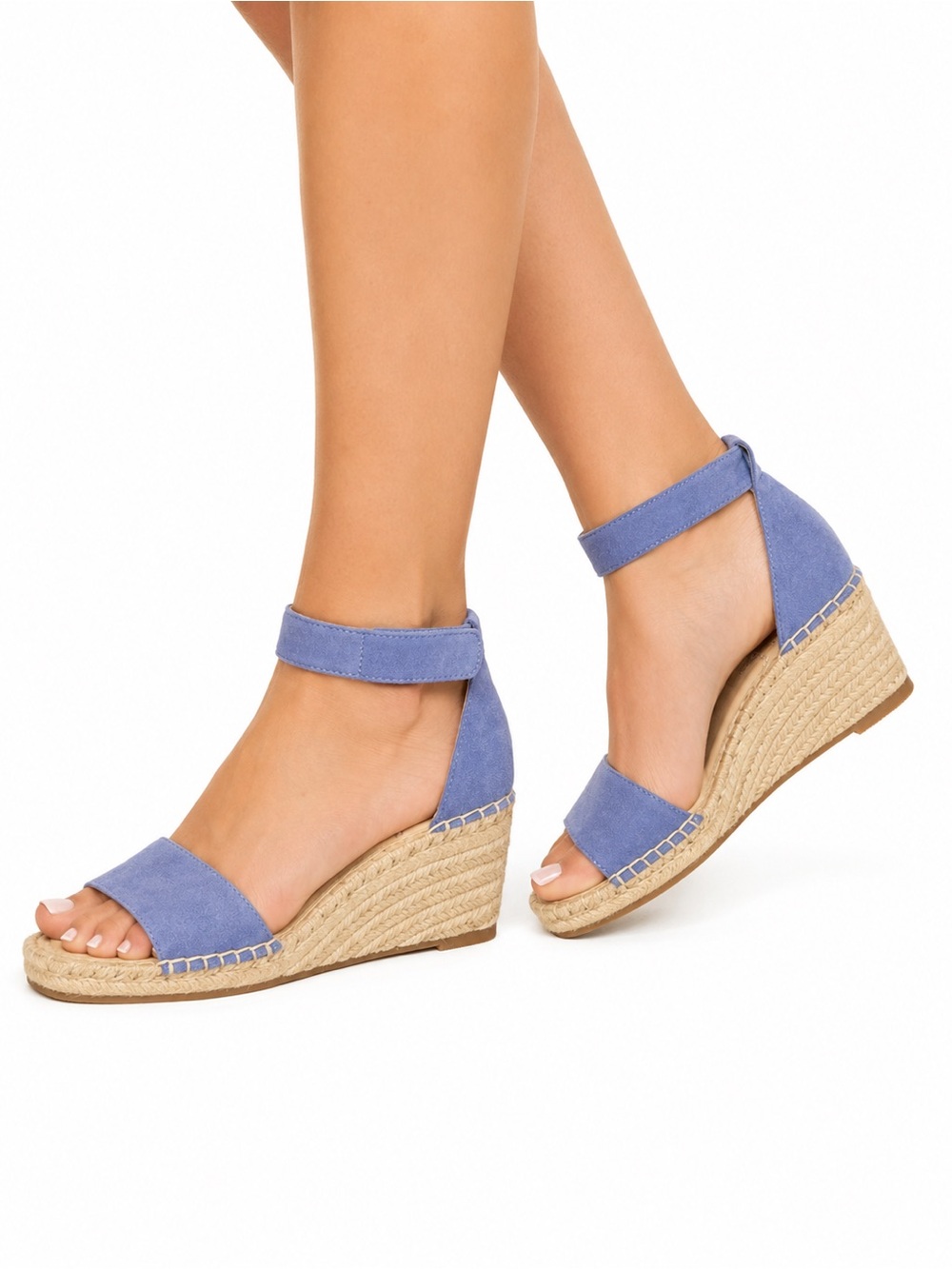 Vince Camuto Jesla Blue Suede Espadrille Wedge Sandals 7W